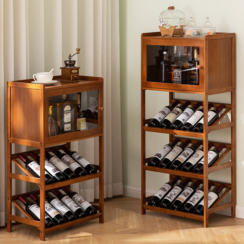 Home Bar Shelves - Твердая бамбуковая полка для вина, 3/4