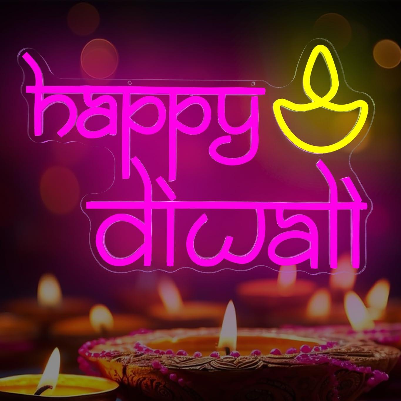 Home Bar Signs - Неоновая вывеска Happy Diwali с USB-питанием,