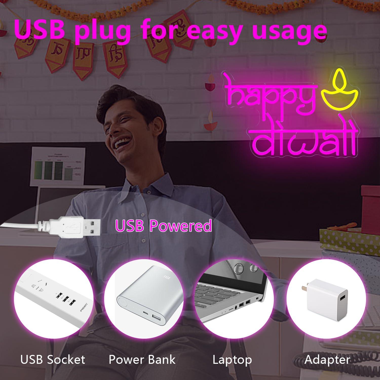 Неоновая вывеска Happy Diwali  – обзор и цена Home Bar Signs