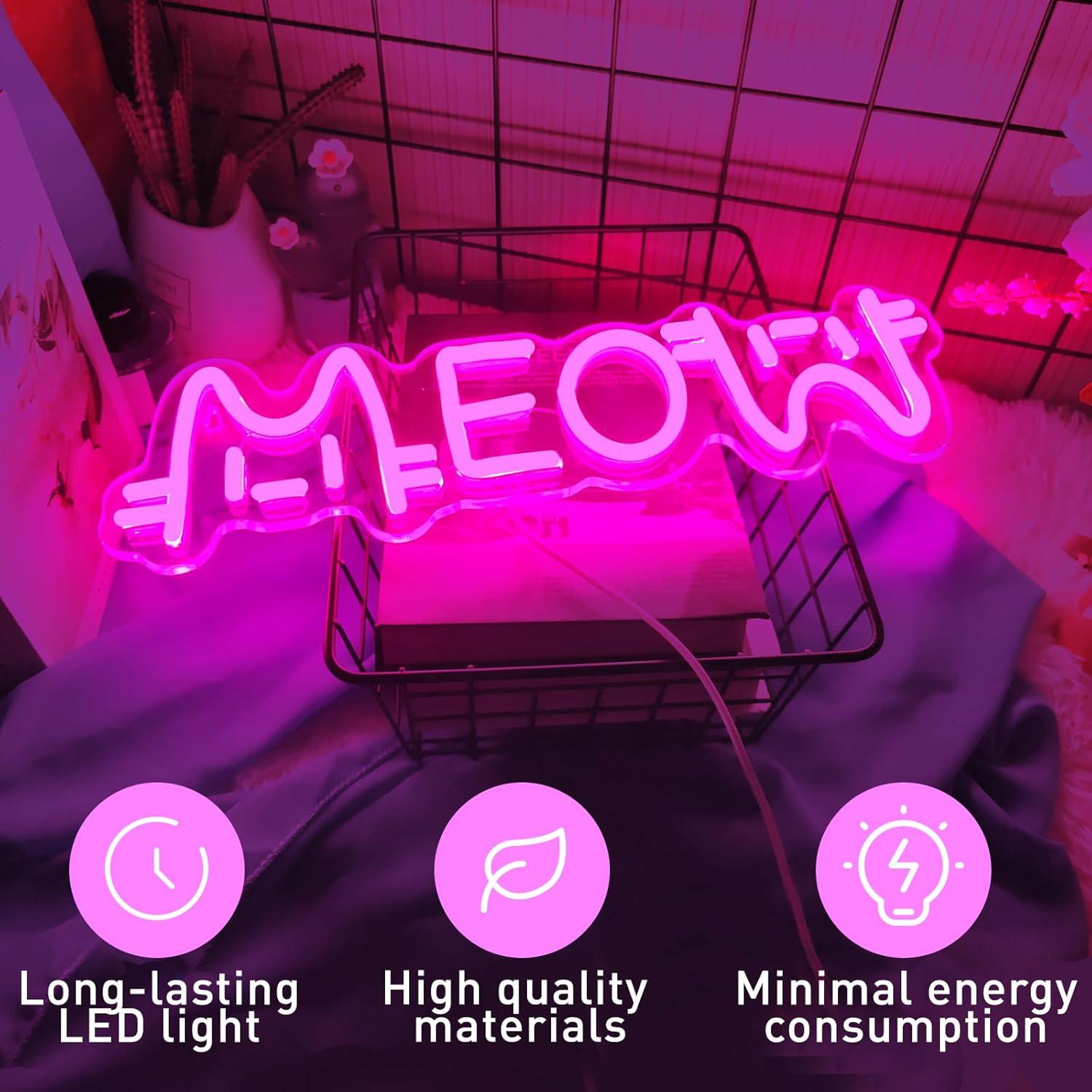 Неоновая вывеска «Мяу» в виде  – обзор и цена Home Bar Signs